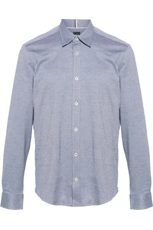 HUGO BOSS Geometric-pattern cotton shirt