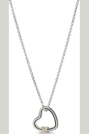 John Hardy 14kt gold sterling Bamboo diamond pendant necklace