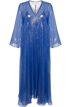 FORTE FORTE Beaded-trim lurex kaftan dress