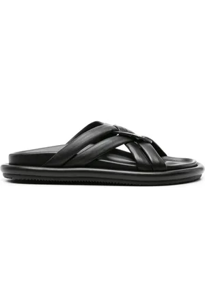 Moncler Bell crossover-strap leather slides