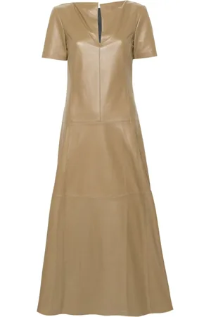 Dorothee Schumacher Tiered-skirt leather midi dress
