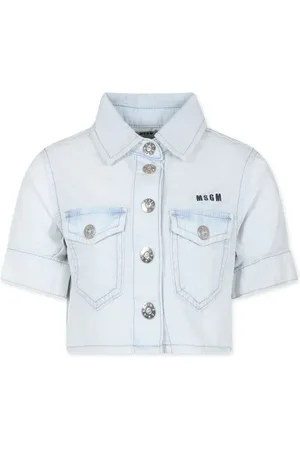 Msgm Logo-embroidered cropped shirt