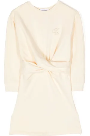 Calvin Klein Logo-embroidered twist-detail cotton dress