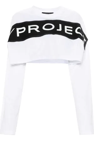 Y / PROJECT Logo-appliqu?? cropped T-shirt