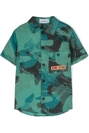 Stone Island Abstract-print linen shirt