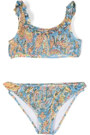 Etro Floral-print shirred bikini