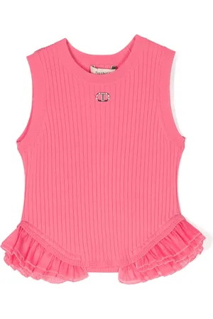 Twin-Set Ruffle-hem logo-plaque top