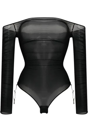 MAISON CLOSE Semi-sheer draped bodysuit