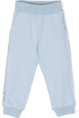 MONNALISA Rhinestone-embellished cotton blend track pants