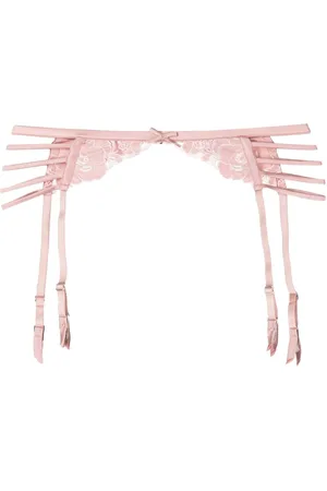 FLEUR DU MAL Rose-embroidered garter belt