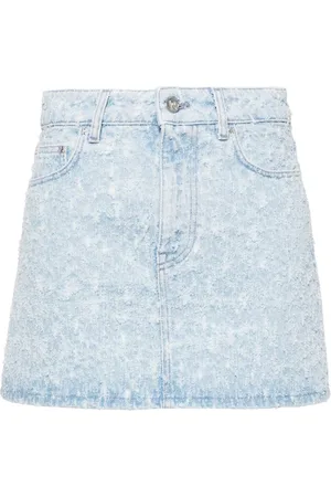 Paco rabanne Ripped-detail denim skirt