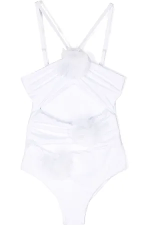 MONNALISA Floral-appliqué ruched-detail swimsuit