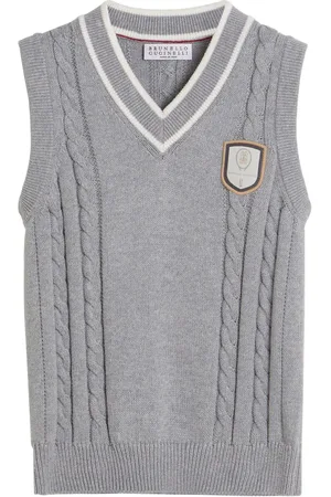 Brunello Cucinelli Logo-appliqué cable-knit vest