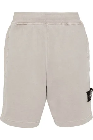 Stone Island Junior Compass-badge cotton track shorts - White