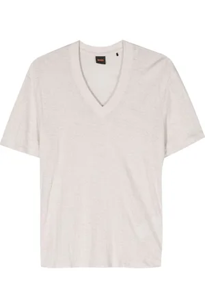 HUGO BOSS Logo-embroidered linen T-shirt