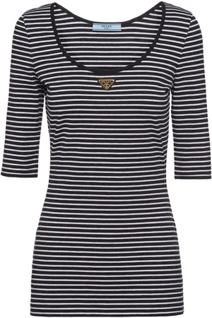 Prada Triangle-logo striped T-shirt