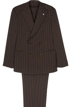 LUIGI BIANCHI MANTOVA double-breasted striped suit - Blue