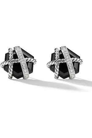 David Yurman Sterling Cable Wrap diamond stud earrings (11mm)