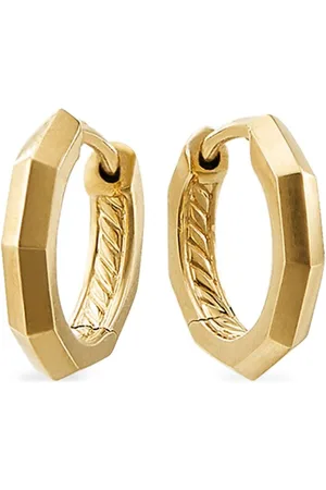 David Yurman 18kt yellow Stax Faceted Huggie hoop earrings (13.7mm)