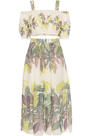 Twin-Set Jungle-print cotton skirt set