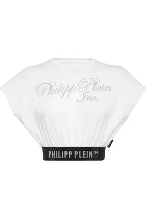 Philipp Plein Rhinestone-logo cropped T-shirt