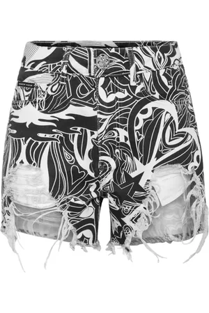 Philipp Plein Tribal Circus-print denim shorts