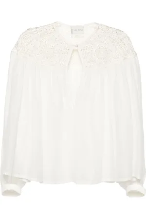 FORTE FORTE Crochet-panel long-sleeve blouse