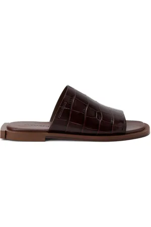 Salvatore Ferragamo Crocodile-effect leather slides