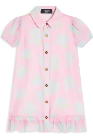 VERSACE Rose-print silk shirtdress