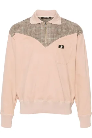 Roberto Cavalli Colour-block faux-suede sweatshirt