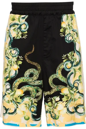Roberto Cavalli Lemon And Snake-print bermuda shorts