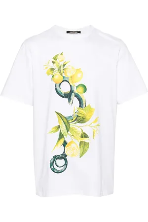 Roberto Cavalli Lemon and Snake-print T-shirt