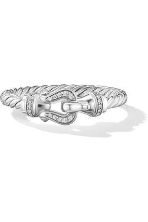David Yurman Sterling silver Petite Buckle diamond ring (2mm)