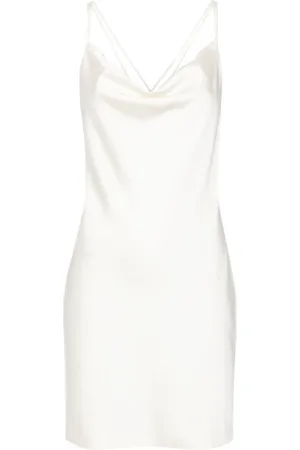 ROTATE Cowl-neck satin slip dress
