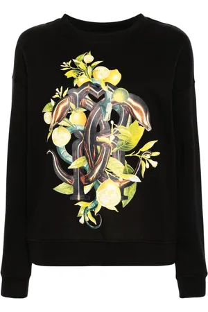 Roberto Cavalli Lemon And Snake-print cotton sweatshirt
