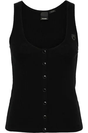 Pinko Birds Love-embroidered ribbed tank top