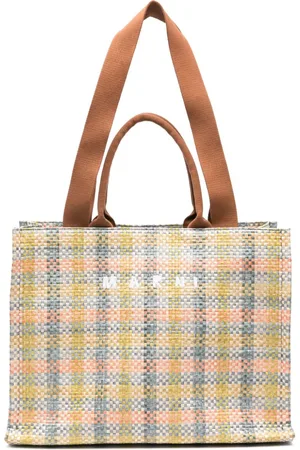 Marni Checkerboard raffia tote bag