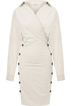 Serafini Pinstripe-pattern wrapped dress