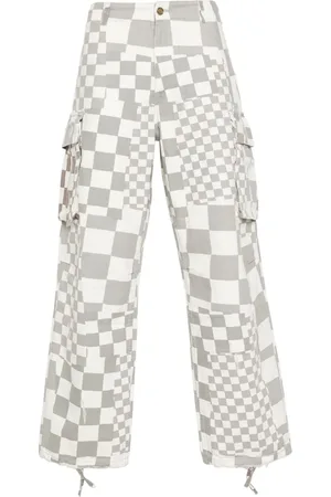 ERL Distressed checked straight trousers
