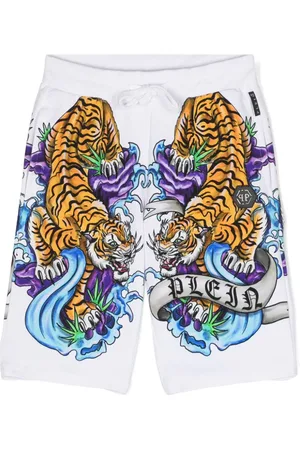 Philipp Plein Tiger-print track shorts