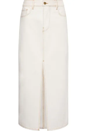 Serafini Front-slit long denim skirt