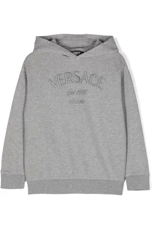 VERSACE Logo-embroidered cotton hoodie