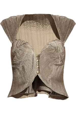 Cult Gaia Milli sweetheart-neck pleated top