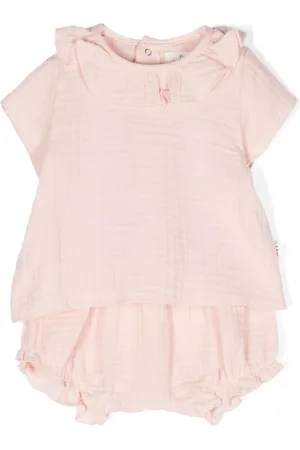 TEDDY & MINOU Ruffled cotton babygrow set