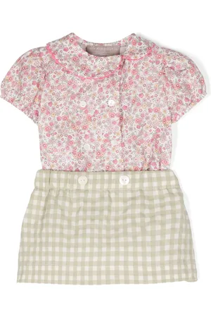 LA STUPENDERIA Floral gingham skirt set
