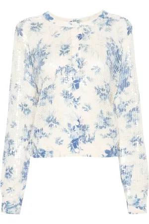Twin-Set Floral-print oprn-knit cardigan