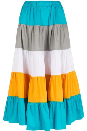 Olympiah Stripe-pattern flared skirt