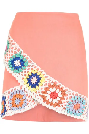 Olympiah Crochet wrap-front mini skirt