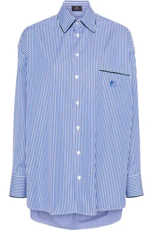 Etro Logo-embroidered striped cotton shirt