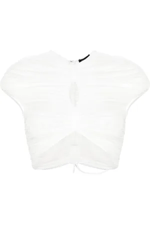 MUGLER Cropped mesh T-shirt